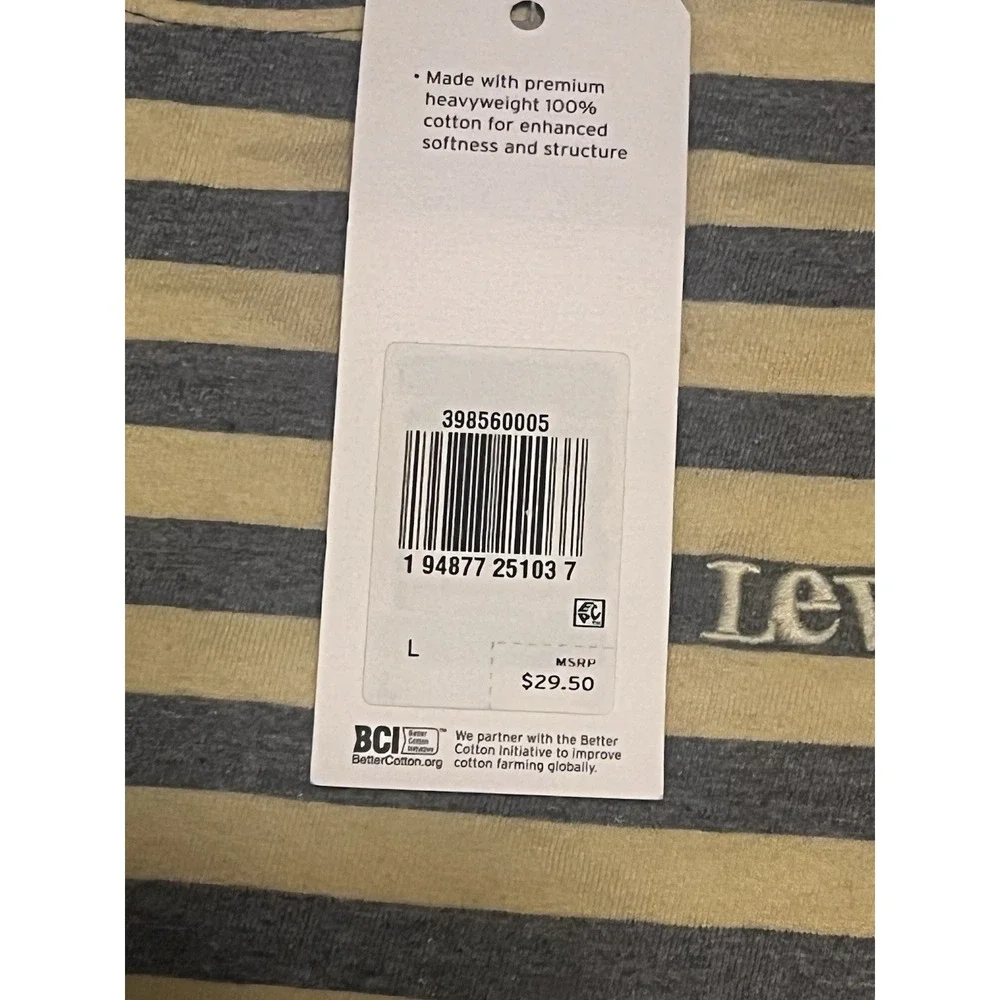 AUTHENTIC LEVI'S SS Vintage FIT Large STRIPES T‎ SHIRT Embroidered Logo